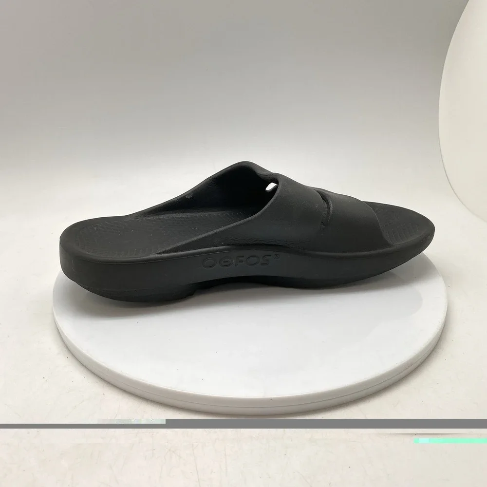 Oofos OOahh Sport Sandals Mens 8 Womens‎ 10 Black Open Slip On Recovery Rubber
